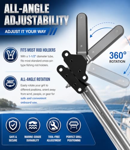 Adjustable Marine Boat Grill & Table Mount in 304 Stainless Steel
