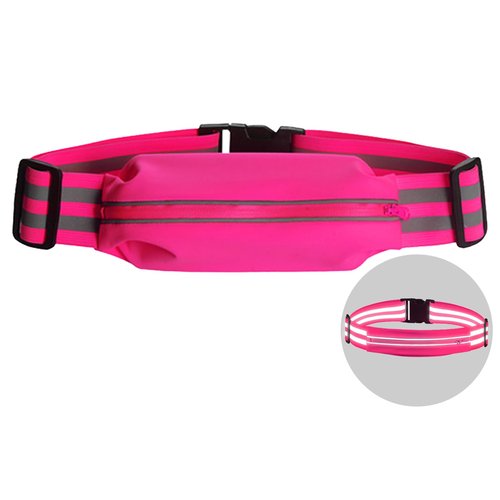 Oeyliz Running Belt Running Phone Belt for Women and Men Phone Holder Runners Pouch Waist Reflective Runners Money Belts Exercise Waist Workout Jogging Running Gear Accessories (Pink）
