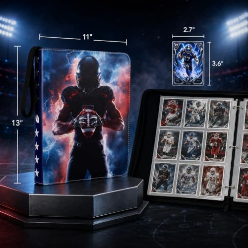 Football Card Binder 1080 Card Capacity 9-Pocket Pages - Football A