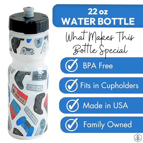 Kids BPA-Free Sports Water Bottle 22 oz - Video Games Design - 50 Strong