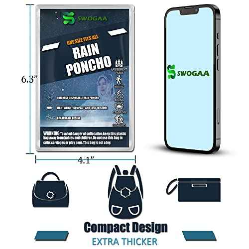 Disposable Rain Ponchos for Adults 10 and 4 Pack Extra Thicker Emergency Ponchos