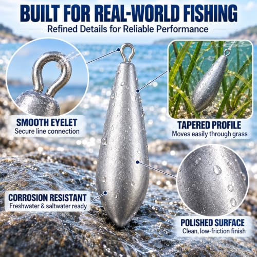 3/4 Ounce Drop Shot Fishing Weights - 10pcs Teardrop Sinkers for Bass Fishing