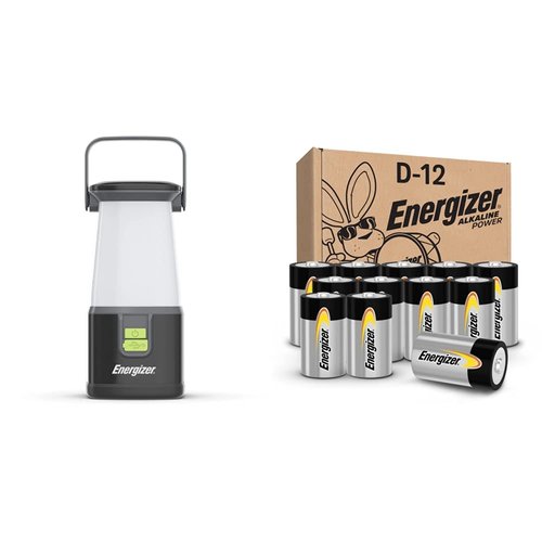 ENERGIZER LED Camping Lantern 360 PRO, IPX4 Water Resistant Tent Light, Ultra Bright Battery Powered Lanterns & D Batteries, D Cell Long-Lasting Alkaline Power Batteries 12 Count(Pack of 1)