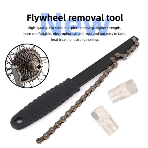 Oumers Bicycle Chain Whip Wrench, Bike Flywheel Removal Tool Lockring Sprocket Removal Wrench Bicycle Cassette Removals Tool Lockring Sprocket Remover