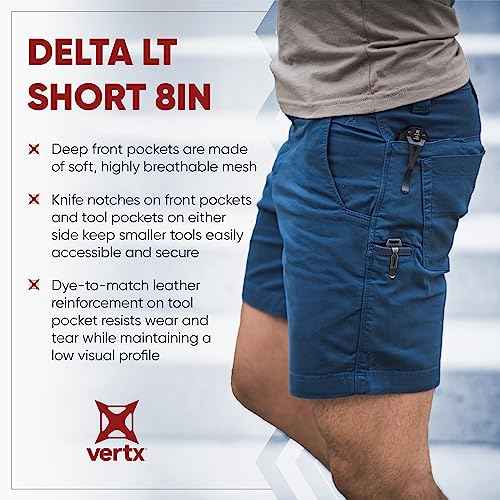 Vertx Delta LT 8 Inch Mens Tactical Shorts with Pockets, Lightweight Stretch Casual Tactical Operations Gear, Athletic-Fit