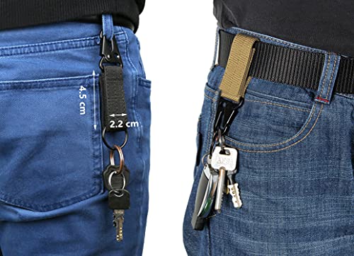 Military Style Tactical Belt for Men with Quick-Release Metal Buckle and Molle Key Ring Holder