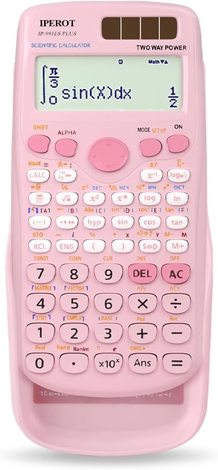 Scientific Calculators, IPEROT Black Math Calculator with 417 Function, Solar Battery Power and 4-Line Display, School Supplies for Middle High College Students Teachers (Black 991ES)