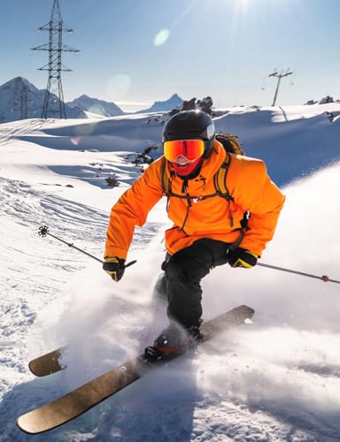 Men's Waterproof Snow Ski Hiking Pants Fleece Lined with Belt - Large, 3 Zip Pockets, Black