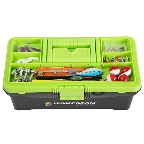 Fishing Tackle Box Kit with 55 Pieces for Anglers, Includes Hooks, Sinkers, Lures, and Line