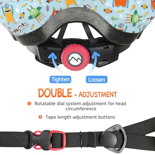 Toddler Bike Helmet Blue Monster Small for 1-6 Years - Kids Scooter Helmet