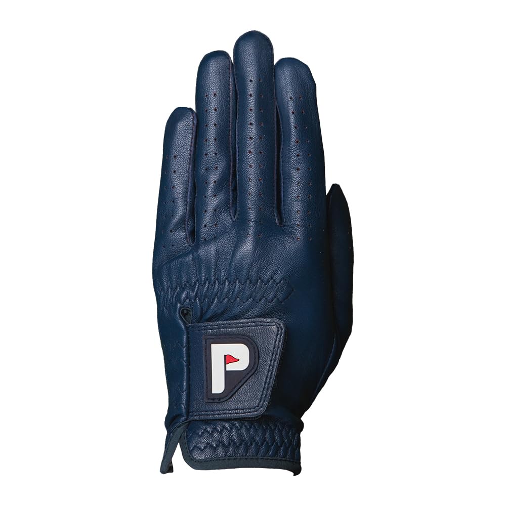 Men's Golf Glove - Genuine High Performance Cabretta Leather - Individual Red Blue and White - Putting Ball Marker Included - Glove for Right Handed and Left Handed Golfer (Single Pack)