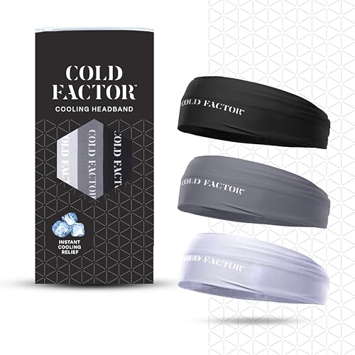 COLD FACTOR Instant Cooling Headbands for Women & Men 3 Pack | Advanced Evaporative Comfort for Sports & Outdoor | UPF 50+ Protection | Ideal for Fitness, Hiking, Yoga, Sweat Band, & Running
