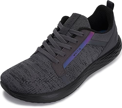 WHITIN Men's Wide Running Shoes with Zero Drop Sole & Rubber Outsole - Grey, 11-11.5 Wide