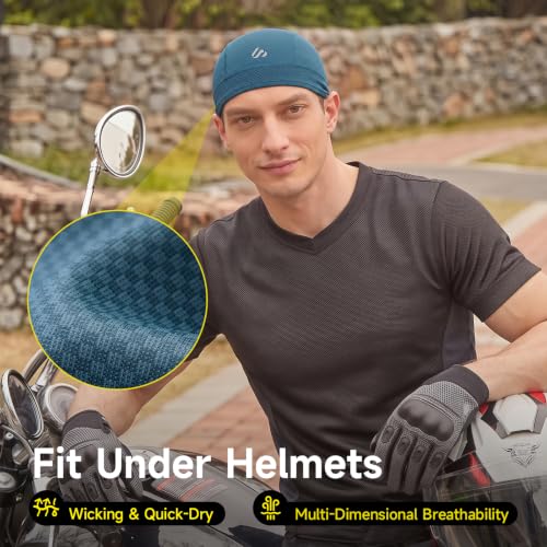 3-Pack Comfortable Skull Cap Cooling Helmet Liners for Men Women - Black Green Blue