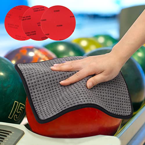 Bowling Ball Sanding Pads Set 6+1 Grits 500/1000/2000 with Cleaning Towel