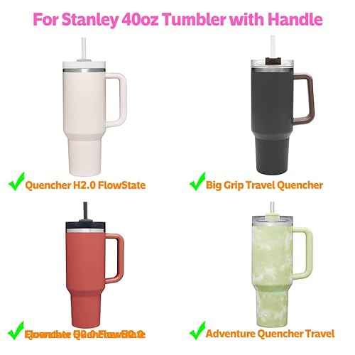 40 OZ Tumbler Lids for Stanley Cup, 2 Pack Replacement Lids Fit for Stanley Adventure Quencher,Replacement Spill Proof Splash Resistant Tumbler Lids, Reusable Tumbler Cover for Stanley (Black Brown)