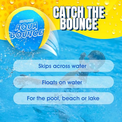 Activ Life Larger 3-Inch Water Skip Balls - 2 Pack Yellow Cyan for Pool & Beach Play