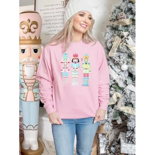 Women's Christmas Nutcracker Sweatshirt Crewneck Long Sleeve Shirt Xmas Holiday Pullover Tops