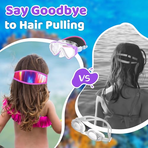 Kids Snorkel Mask Goggles with Nose Cover - Vvinca Purple, Age 6-14