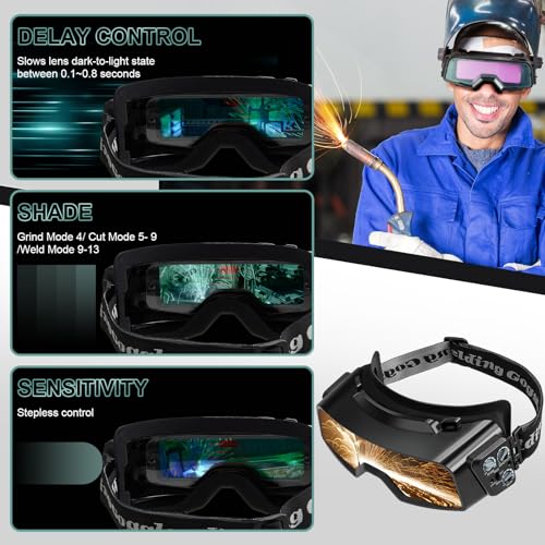 Auto-Darkening Welding Glasses for Cutting and Grinding Safety 4.82x1.38