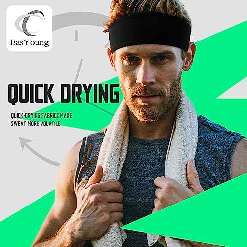 EasYoung Men's Headbands, Sweat Wicking Men's Headbands, Mens Sport Headbands for Running or Fitness, Non-Slip, Breathable