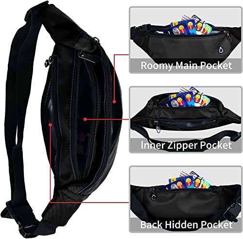 Water-Resistant Sport Waist Pack Bag for Men and Women 3-Pack - Black, Grey, Royal Blue