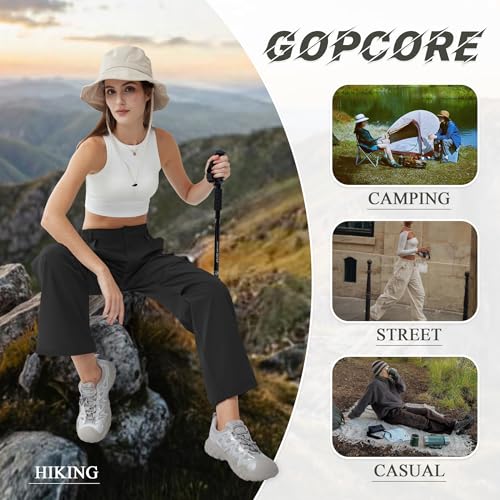 Women¡¯s Hiking Pants Wide Leg Cargo Pants Quick Dry Lightweight Water-Resistant Travel Casual Trousers with 4 Pockets