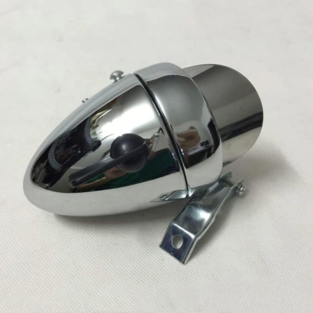 Metal Chrome Silver Shell Bright Classical Cool Bicycle Headlight Retro Vintage Bike LED Light Night Riding Safety Front Fog Head Lamp Headlamp