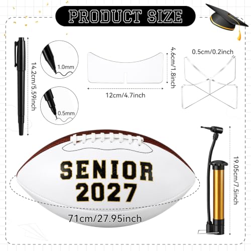 Official Size 9 Signature Football for Graduation & Sports Collecting - White Autograph Ball Set