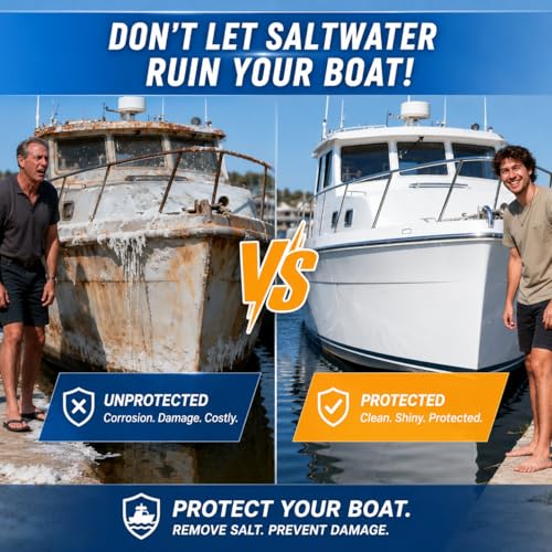 5-in-1 Salt Remover Wash Kit for Boats and Vehicles - pH Neutral Marine Cleaner with Foam Sprayer, Towel, Mitt & Erasers