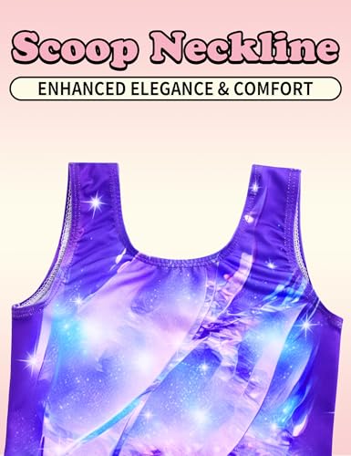 Girls Gymnastics Leotard Outfit for 8-9 Years - Multicolor Sleeveless with Shorts