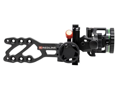 Redline RL-1 Carbon Single Pin Slider Bow Sight - .019 Fiber Pin with 2nd & 3rd Axis Adjustments and Enclosed Fiber Optic Ring, Right Handed Bow Setup