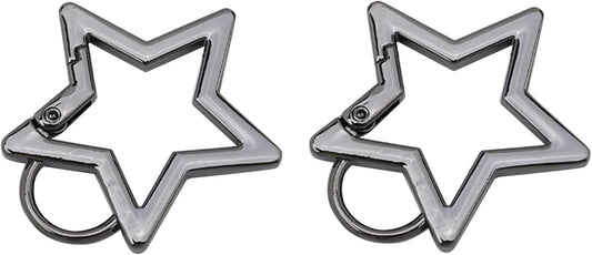 2 Pcs Gunmetal Star Stainless Steel Keychain Clip Carabiner Hook Retainer Star Carabiner Hook Retainer Keychain Carabiner Clip for Keys and Wallets with Key Chain Ring, Accessories, Car Keychain