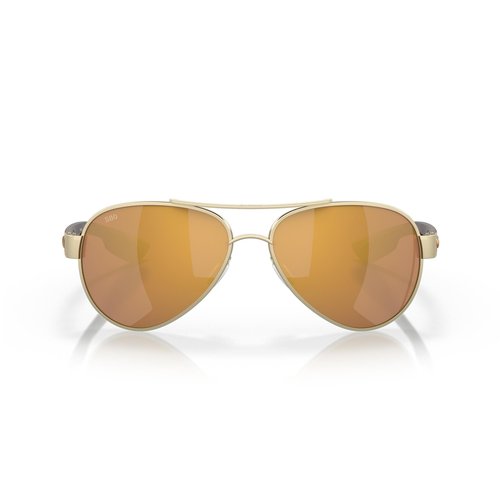 Costa Del Mar Polarized Sunglasses Womens - Loreto Aviator Designer Sunglasses for Women with 100% UV Protection - Size 56 - Brushed Gold/Gold Mirror 580G