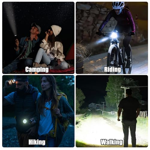 Black Zoomable LED Tactical Flashlight 5 Modes Bright Torch 2 Pack