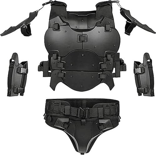 Zhongren Airsoft Vest Armor Cosplay Vests Adjustable Tactical Molle Chest Protector Set Paintball Combat Gear Costumes(Black)