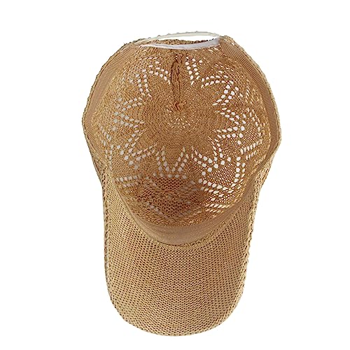 Beach Baseball Hats for Women - Cute Summer Crochet Breathable Ball Cap - Khaki, One Size