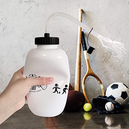 SolForis White Hockey Water Bottle with Long Straw 1L BPA-Free Leakproof Sports Bottle