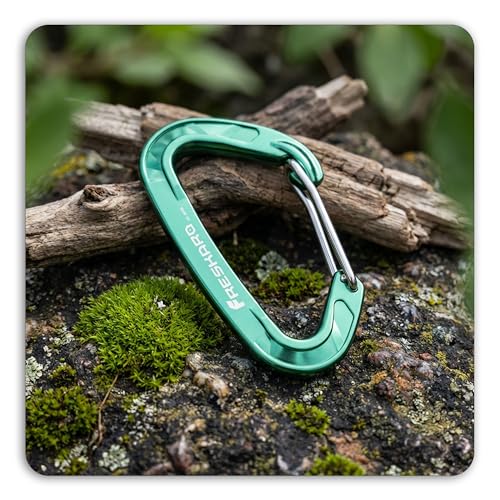 Heavy Duty Stainless Steel Wiregate Carabiner 15kN for Camping Hiking - Green 4 Pack
