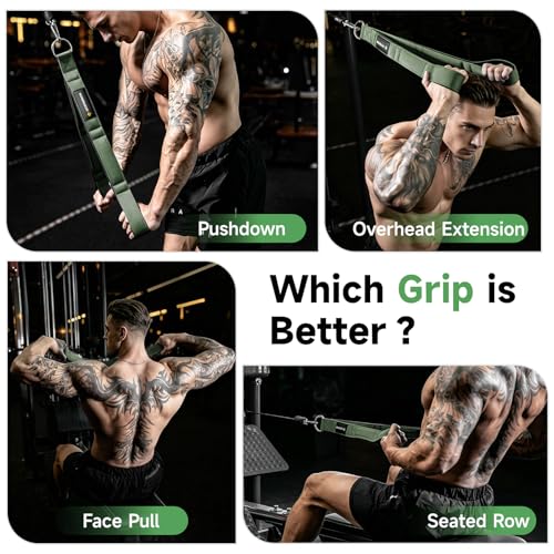 Multi-Grip Tricep Rope Cable Attachment - 24 Inch, Green, 3 Grip Lengths
