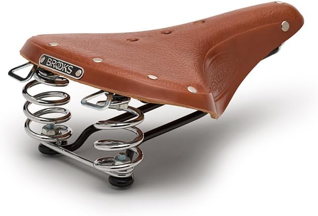 Brooks England B67 Short, Leather Bike Saddle with Suspension Springs