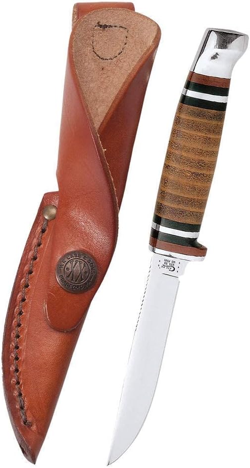 Case WR XX Pocket Knife Fixed Blade Polished Leather Item #379 - (M 3 Finn SS) - Length Closed: 6 1/2 Overall Inches