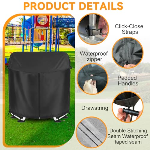 55-Inch Waterproof Kids Trampoline Cover with 600D Thick Fabric - Black, Variation of THIS listing