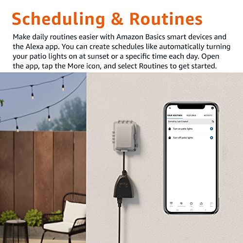 Outdoor Smart Plug with 2 Control Outlets - Weather Resistant Wi-Fi Alexa Compatible