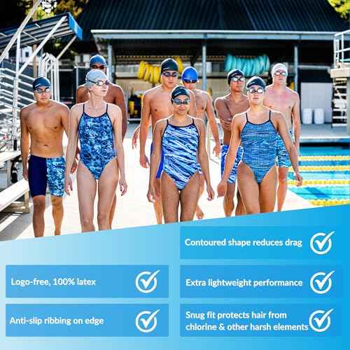 Sporti Adult Professional Swimming Cap, Latex Unisex Swim Caps, 8" x 9.75" inch, Adult Bathing Cap, Swim Hair Protector