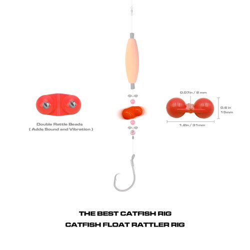 LOEIBMIRY Catfish Rig Making Kit Catfishing Rig Accessories 126PCS Catfish Tackle with Fishing Hook Swivels Sinker EVA Peg Float Rattle Beads Bobber Stoppers Fishing Bells Spinners