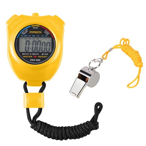 Vicloon LCD Digital Timeke,Sports Counter/Stopwatch Timer Portable with Stainless Steel Whistle,Applied to Running Football Basketball Swimming and Other Sports