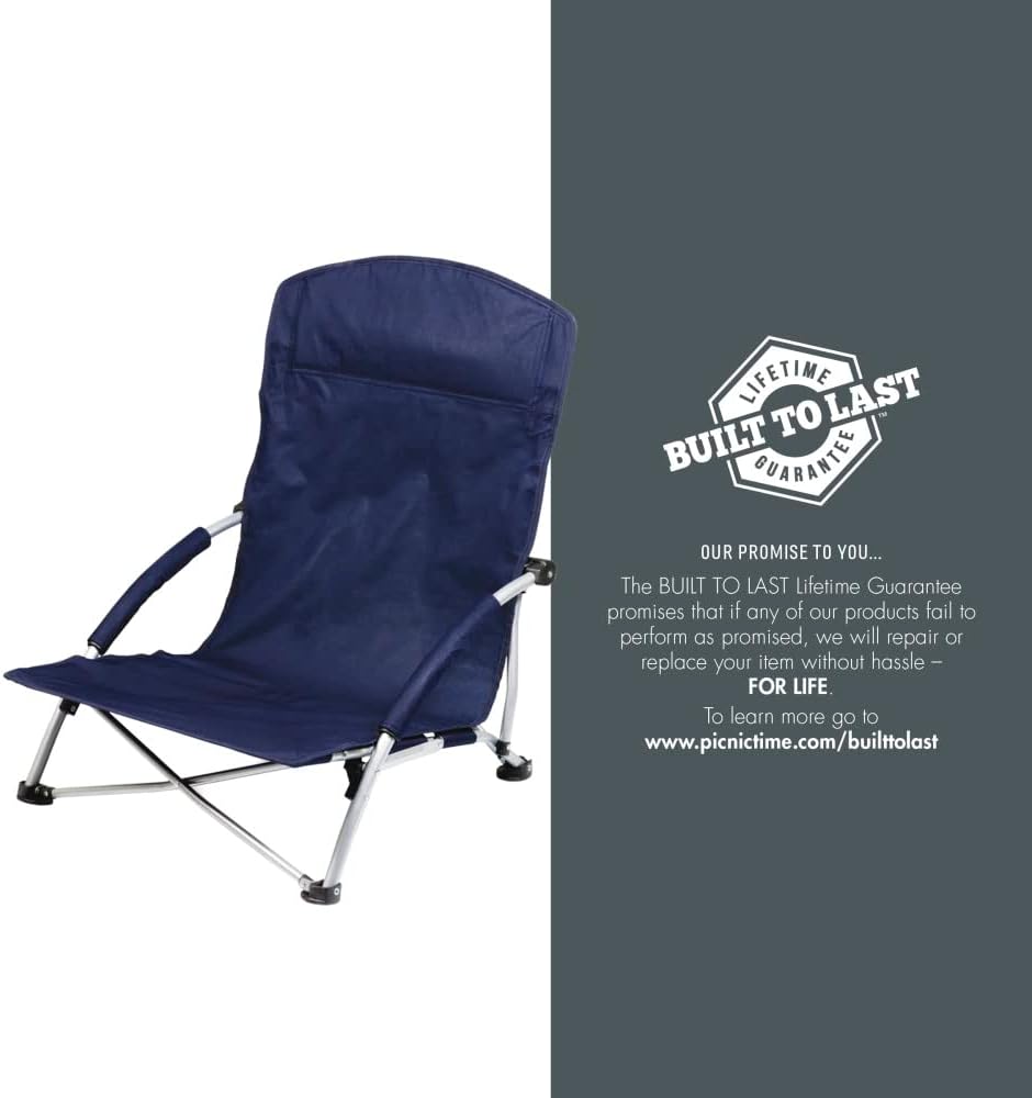 PICNIC TIME NCAA Tranquility Beach Chair with Carry Bag - Low Beach Chair for Adults - Low Lawn Chair