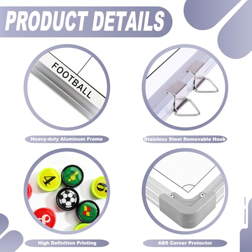 Krynnox Soccer White Magnetic Coaching Board Double-Sided Tactics Whiteboard for Coaches