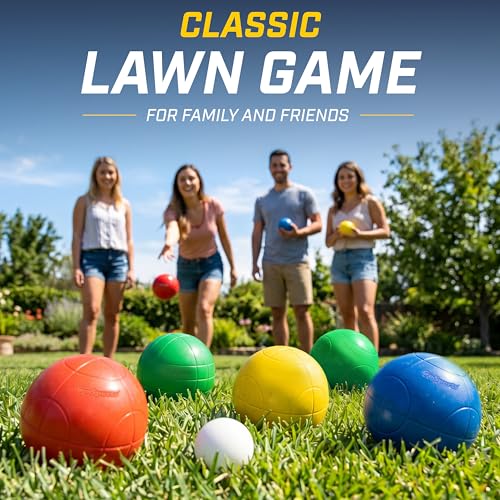 GoSports 90 mm Bocce Ball Set - Composite Balls for Outdoor Lawn Game - Variation: Composite